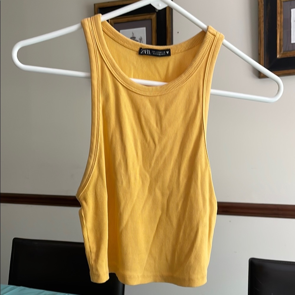 Zara Yellow Ribbed Tank Top